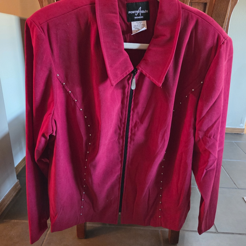 Ladies Positive Attitude Women's Red Zippered Blazer